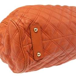 Pre Owned Marc Jacobs Orange Quilted Leather Stam Satchel