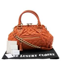 Pre Owned Marc Jacobs Orange Quilted Leather Stam Satchel