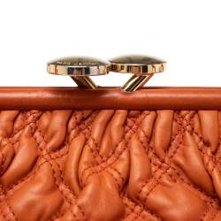 Pre Owned Marc Jacobs Orange Quilted Leather Stam Satchel