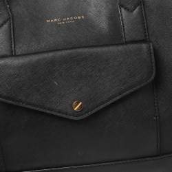 Pre Owned Marc Jacobs Black Saffiano Leather Front Pocket Tote