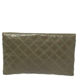 Pre Owned Marc Jacobs Olive Green Quilted Leather Eugenie Clutch
