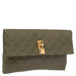 Pre Owned Marc Jacobs Olive Green Quilted Leather Eugenie Clutch