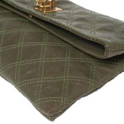 Pre Owned Marc Jacobs Olive Green Quilted Leather Eugenie Clutch