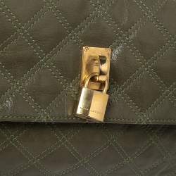 Pre Owned Marc Jacobs Olive Green Quilted Leather Eugenie Clutch