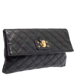 Pre Owned Marc Jacobs Black Quilted Leather Eugenie Clutch