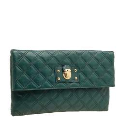 Pre Owned Marc Jacobs Green Quilted Leather Eugenie Clutch