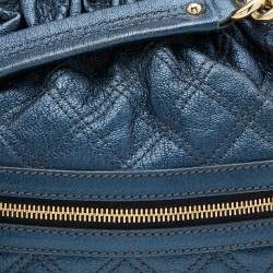 Pre Owned Marc Jacobs Metallic Blue Quilted Leather Little Stam Shoulder Bag
