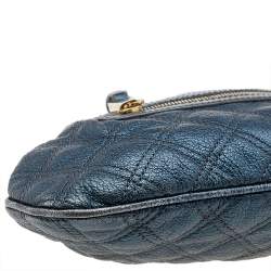 Pre Owned Marc Jacobs Metallic Blue Quilted Leather Little Stam Shoulder Bag