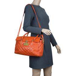 Pre Owned Marc Jacobs Orange Quilted Leather Rudi Satchel