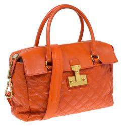 Pre Owned Marc Jacobs Orange Quilted Leather Rudi Satchel