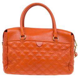 Pre Owned Marc Jacobs Orange Quilted Leather Rudi Satchel