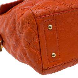 Pre Owned Marc Jacobs Orange Quilted Leather Rudi Satchel