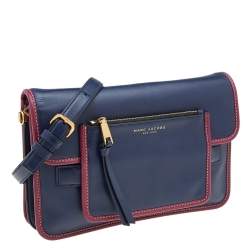 Pre Owned Marc Jacobs Blue Leather Crossbody Bag