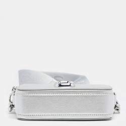 Pre Owned Marc Jacobs Silver Leather Snapshot Camera Crossbody Bag
