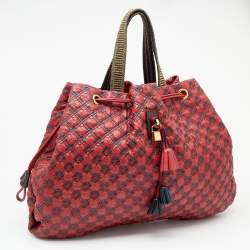 Pre Owned Marc Jacobs Red/Brown Leather Memphis Drawstring Tote