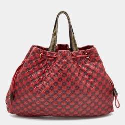 Pre Owned Marc Jacobs Red/Brown Leather Memphis Drawstring Tote