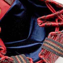 Pre Owned Marc Jacobs Red/Brown Leather Memphis Drawstring Tote