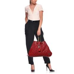 Pre Owned Marc Jacobs Red/Brown Leather Memphis Drawstring Tote