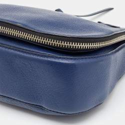 Pre Owned Marc Jacobs Blue Leather Recruit Nomad Saddle Shoulder Bag
