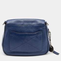 Pre Owned Marc Jacobs Blue Leather Recruit Nomad Saddle Shoulder Bag
