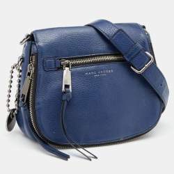 Pre Owned Marc Jacobs Blue Leather Recruit Nomad Saddle Shoulder Bag