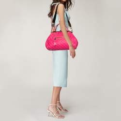Pre Owned Marc Jacobs Pink Quilted Leather Stam Satchel