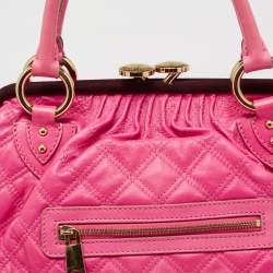 Pre Owned Marc Jacobs Pink Quilted Leather Stam Satchel