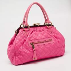 Pre Owned Marc Jacobs Pink Quilted Leather Stam Satchel