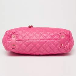 Pre Owned Marc Jacobs Pink Quilted Leather Stam Satchel