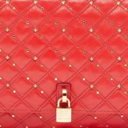 Pre Owned Marc Jacobs Red Leather Stardust Beat Shoulder Bag