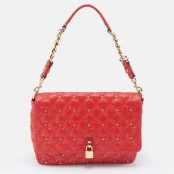 Pre Owned Marc Jacobs Red Leather Stardust Beat Shoulder Bag