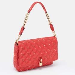 Pre Owned Marc Jacobs Red Leather Stardust Beat Shoulder Bag