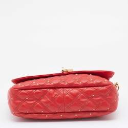 Pre Owned Marc Jacobs Red Leather Stardust Beat Shoulder Bag