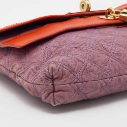 Pre Owned Marc Jacobs Purple Quilted Leather Lock Clutch