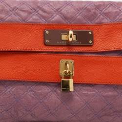 Pre Owned Marc Jacobs Purple Quilted Leather Lock Clutch