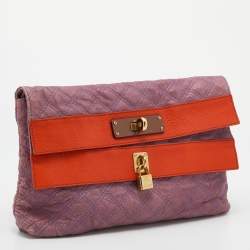 Pre Owned Marc Jacobs Purple Quilted Leather Lock Clutch