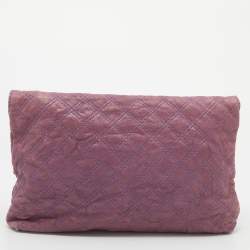 Pre Owned Marc Jacobs Purple Quilted Leather Lock Clutch