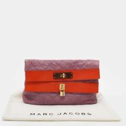 Pre Owned Marc Jacobs Purple Quilted Leather Lock Clutch