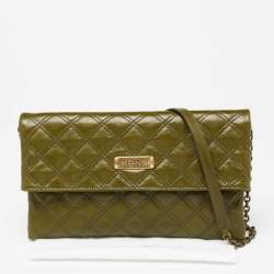 Pre Owned Marc Jacobs Olive Green Quilted Leather Eugenie Chain Clutch