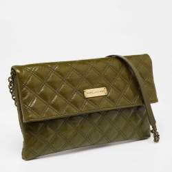 Pre Owned Marc Jacobs Olive Green Quilted Leather Eugenie Chain Clutch