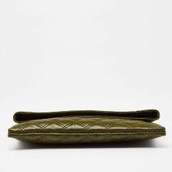 Pre Owned Marc Jacobs Olive Green Quilted Leather Eugenie Chain Clutch