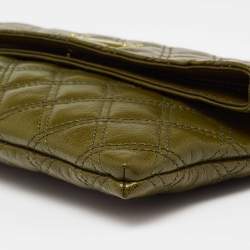 Pre Owned Marc Jacobs Olive Green Quilted Leather Eugenie Chain Clutch