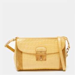 Marc Jacobs Yellow Croc Embossed Leather and Suede Shoulder Bag