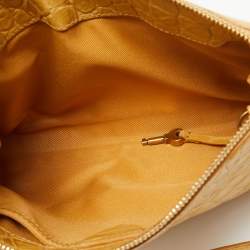 Marc Jacobs Yellow Croc Embossed Leather and Suede Shoulder Bag