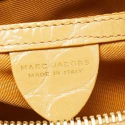 Marc Jacobs Yellow Croc Embossed Leather and Suede Shoulder Bag