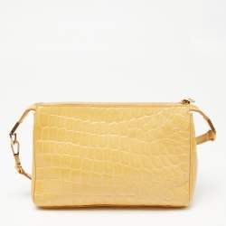 Marc Jacobs Yellow Croc Embossed Leather and Suede Shoulder Bag