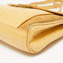Marc Jacobs Yellow Croc Embossed Leather and Suede Shoulder Bag