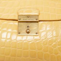 Marc Jacobs Yellow Croc Embossed Leather and Suede Shoulder Bag