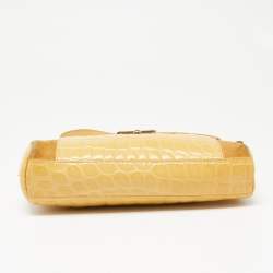 Marc Jacobs Yellow Croc Embossed Leather and Suede Shoulder Bag