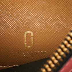 Marc Jacbos Pink/Black Leather Snapshot Wallet On Chain